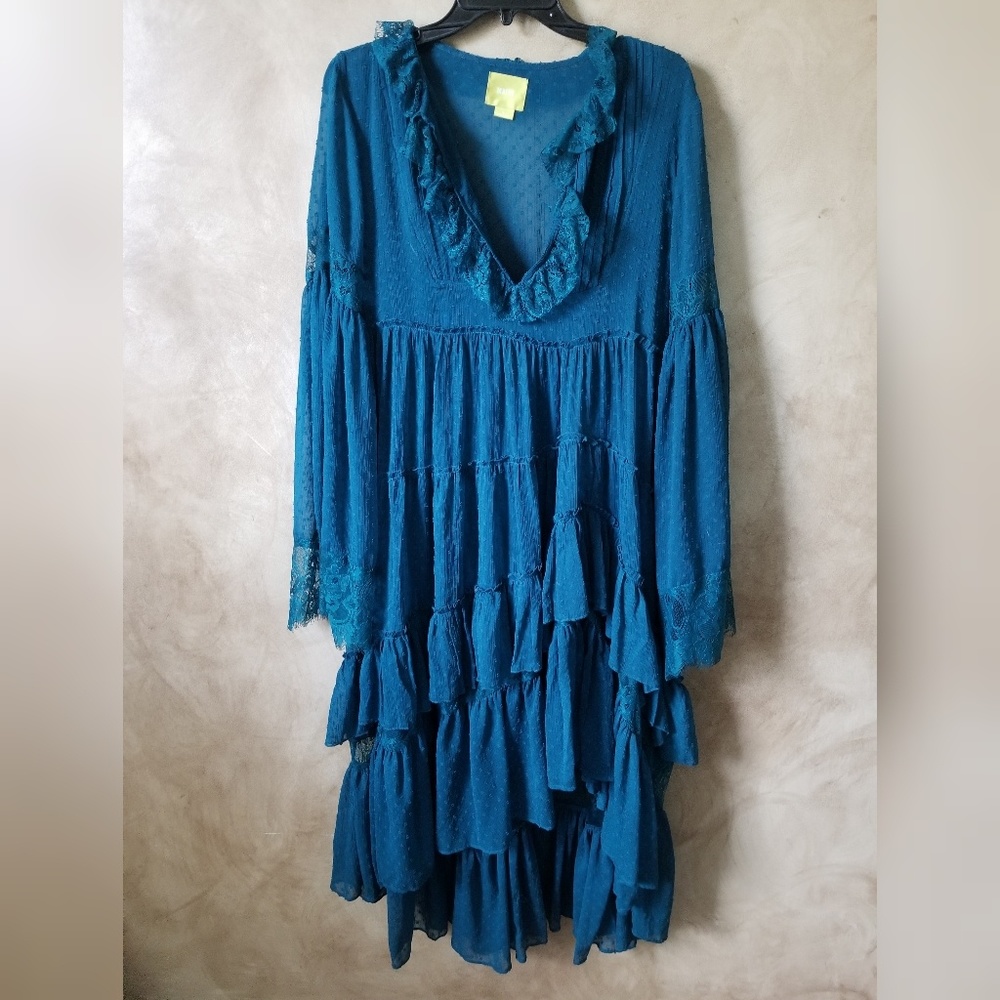 Mauve teal boho lace dress